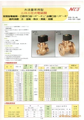 【供應(yīng)臺灣NCD電磁閥PVS系列(圖)】價(jià)格,廠家,圖片,閥門,東莞市升輝自動化設(shè)備-